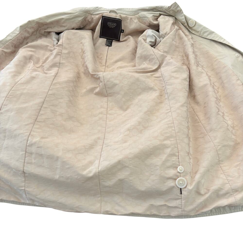 Coach Jacket Trench Hidden Button Collar Khaki Casual Resistant Camel Coat - L - Picture 6 of 9